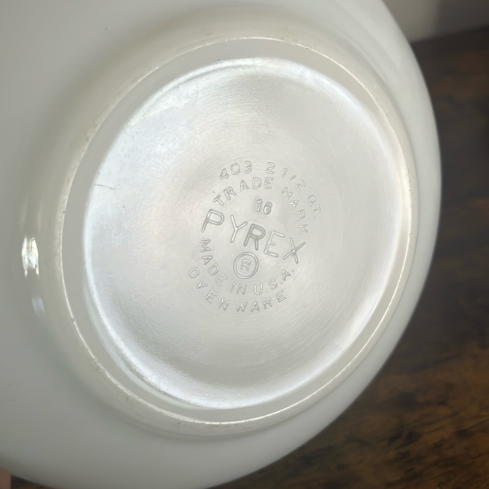 Vintage Pyrex Turquoise Blue Amish Butter Print Bowl 2-1/2 Quart 403 milk glass - Picture 3 of 8